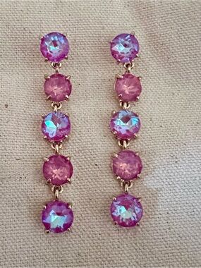 Pink Crystal Drop Earrings - Women Jewelry